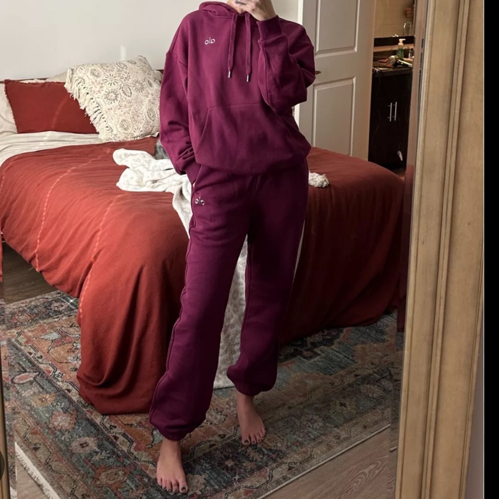 Alo Burgundy Hoodie and Joggers Set